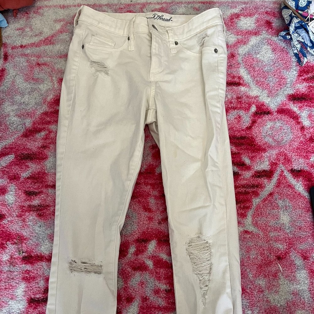 White High Rise Ripped Skinny Jeans